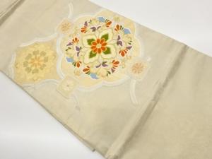 菊に華文模様織出し名古屋帯